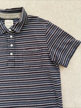 Billy Reid Polo Shirt Men’s Large Short Sleeve Textured Stripe